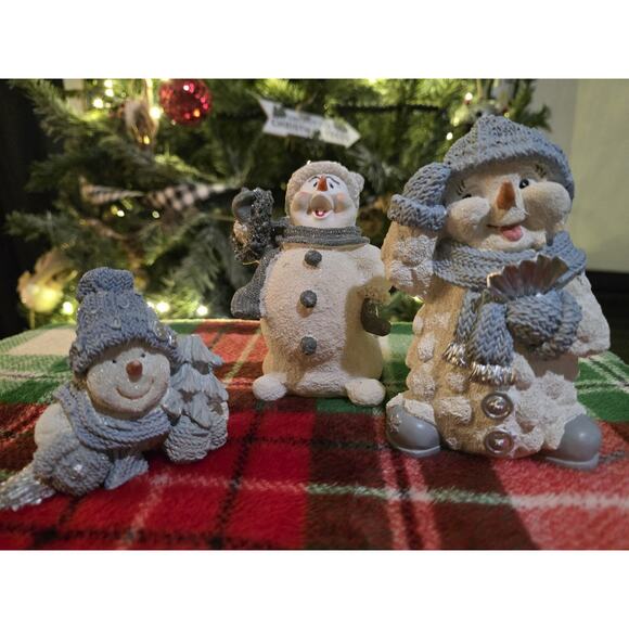 Vintage Encore Snow Buddies Figures Lot of 3 Snowmen Christmas Decorations - Picture 1 of 5